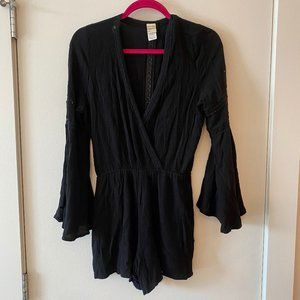 l*space Black Romper with Lace Detail & Bell Arms